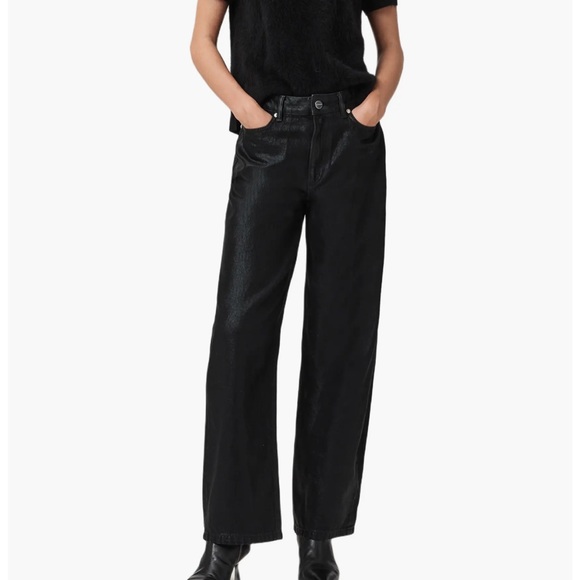 All Saints Daria Barrel Leg Jeans in Coated Black